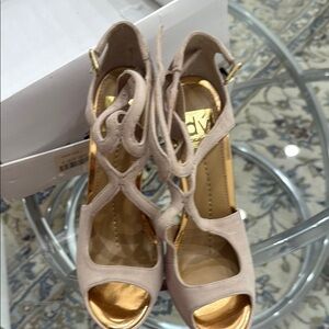 Dolce Vita Cream and Gold Strappy Heels